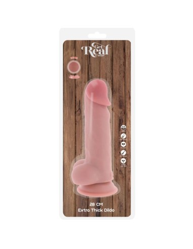 GET REAL PENE REALASTICO DELUXE CON TESTACULOS EXTRA GRUESO 28 CM
