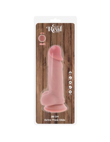 GET REAL PENE REALASTICO DELUXE CON TESTACULOS EXTRA GRUESO 28 CM