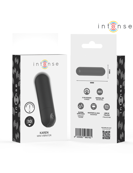 INTENSE KAREN MINI BALA VIBRADORA 10 MODOS RECARGABLE NEGRO