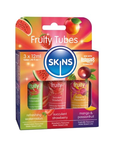SKINS FRUITY LUBES KIT LUBRICANTES SANDAA FRESA MANGO 3 x 12 ML