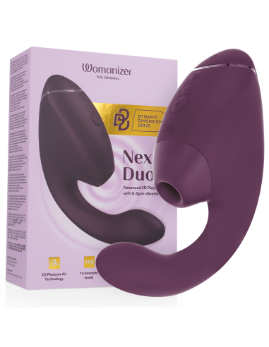 WOMANIZER DUO NEXT ESTIMULADOR VIBRADOR DUAL CLATORIS PUNTOAG MORADO