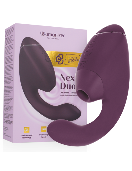 WOMANIZER DUO NEXT ESTIMULADOR VIBRADOR DUAL CLATORIS PUNTOAG MORADO