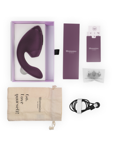 WOMANIZER DUO NEXT ESTIMULADOR VIBRADOR DUAL CLATORIS PUNTOAG MORADO