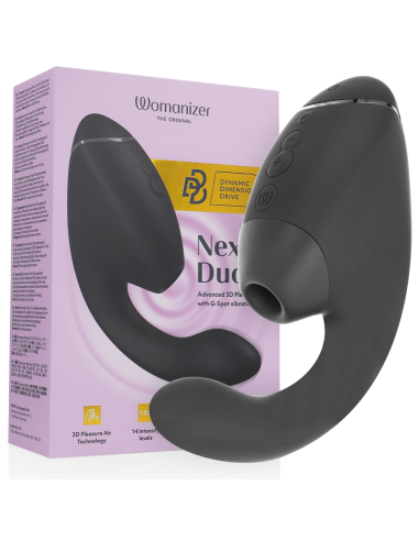 WOMANIZER DUO NEXT ESTIMULADOR VIBRADOR DUAL CLATORIS PUNTOAG NEGRO