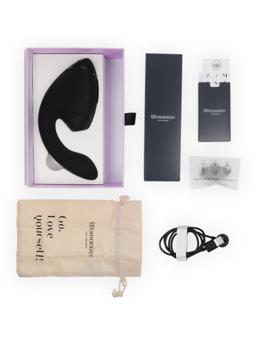 WOMANIZER DUO NEXT ESTIMULADOR VIBRADOR DUAL CLATORIS PUNTOAG NEGRO