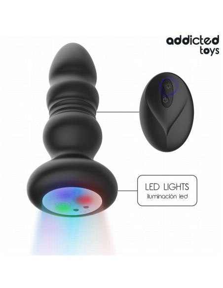 ADDICTED TOYS PLUG ANAL VIBRADOR THRUSTING Y LUZ LED CONTROL REMOTO