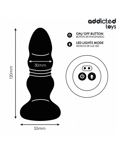 ADDICTED TOYS PLUG ANAL VIBRADOR THRUSTING Y LUZ LED CONTROL REMOTO