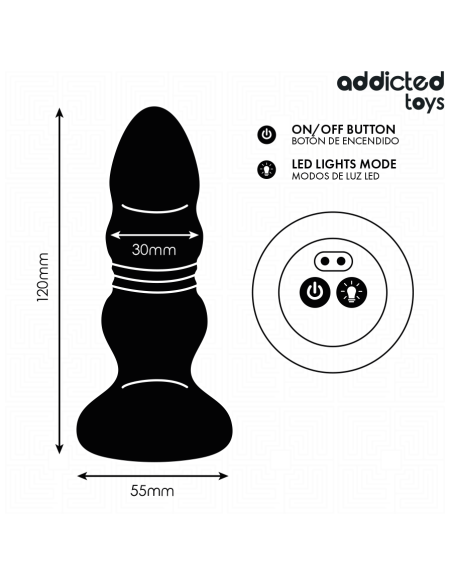 ADDICTED TOYS PLUG ANAL VIBRADOR THRUSTING Y LUZ LED CONTROL REMOTO
