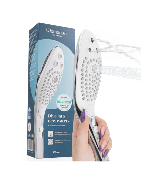 WOMANIZER WAVE CABEZAL DE DUCHA ESTIMULADOR DE CLITORAS PLATEADO