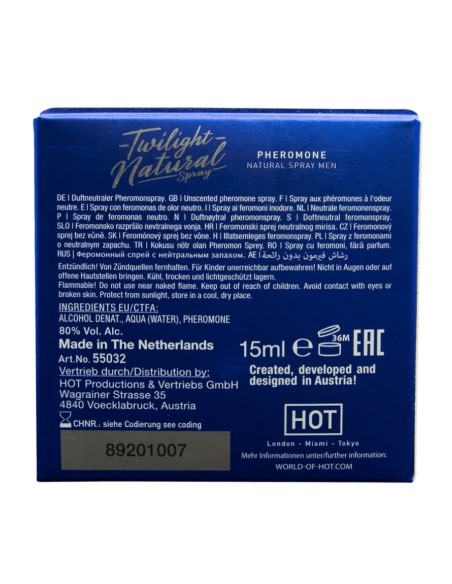 HOT TWILIGHT NATURAL CON FEROMONAS HOMBRE 15 ML