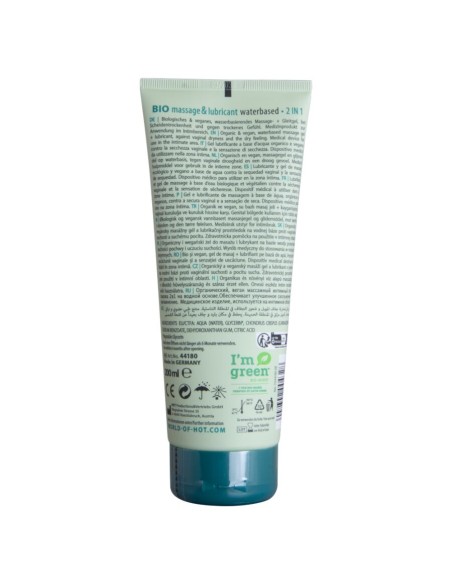 HOT BIO MASSAGE LUBRICANTE BASE AGUA 2 EN 1 200 ML