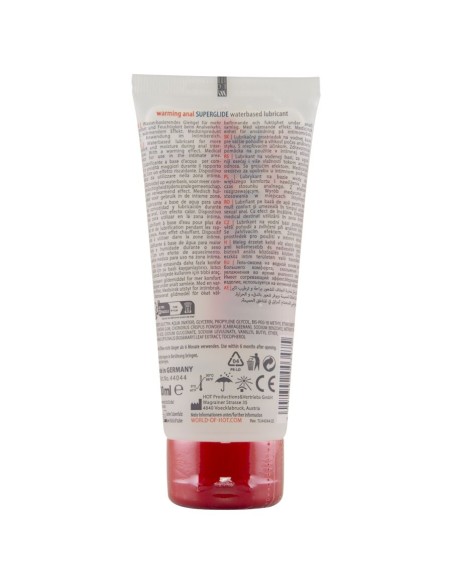 HOT ANAL SUPERGLIDE WARMING LIQUID PLEASURE LUBRICANTE ANAL BASE AGUA EFECTO CALOR 100 ML