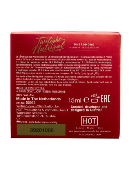 HOT TWILIGHT NATURAL CON FEROMONAS MUJER 15 ML