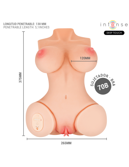 INTENSE DEEP TOUCH VERO TORSO ANO Y VAGINA CON EFECTO SUCCIAN CALOR VIBRACIAN Y VOZ CON CONTROL REMOTO 55 KG