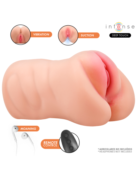 INTENSE DEEP TOUCH KRISTA MASTURBADOR ANO Y VAGINA CON EFECTO SUCCION VIBRACION Y VOZ CON CONTROL REMOTO 12KG