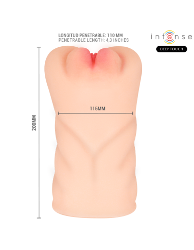 INTENSE DEEP TOUCH KRISTA MASTURBADOR ANO Y VAGINA CON EFECTO SUCCION VIBRACION Y VOZ CON CONTROL REMOTO 12KG