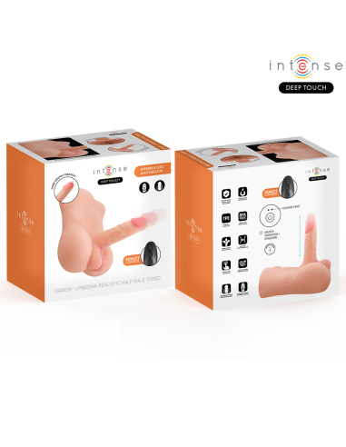 INTENSE DEEP TOUCH DAMIEN TORSO CON ANO Y DILDO REALASTICO CON EMPUJE Y VIBRACIAN CONTROL REMOTO 35 KG