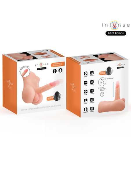 INTENSE DEEP TOUCH DAMIEN TORSO CON ANO Y DILDO REALASTICO CON EMPUJE Y VIBRACIAN CONTROL REMOTO 35 KG