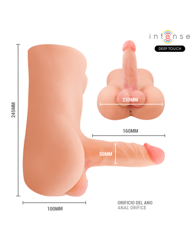 INTENSE DEEP TOUCH DAMIEN TORSO CON ANO Y DILDO REALASTICO CON EMPUJE Y VIBRACIAN CONTROL REMOTO 35 KG