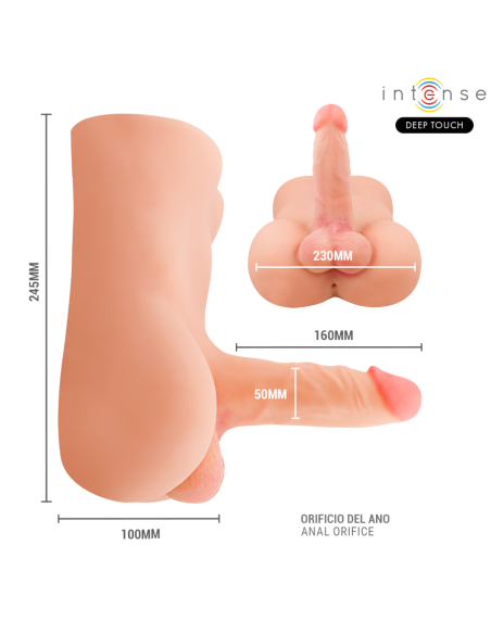 INTENSE DEEP TOUCH DAMIEN TORSO CON ANO Y DILDO REALASTICO CON EMPUJE Y VIBRACIAN CONTROL REMOTO 35 KG