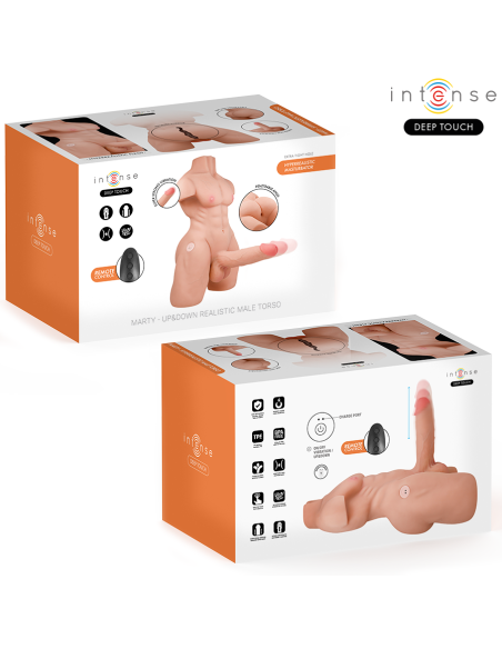 INTENSE DEEP TOUCH MARTY TORSO CON ANO Y DILDO REALASTICO CON EMPUJE Y VIBRACIAN CONTROL REMOTO 62 KG