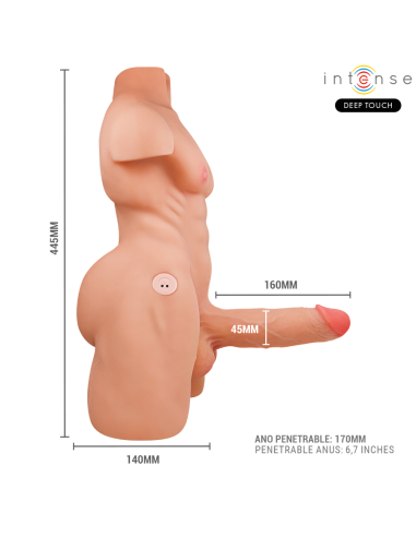 INTENSE DEEP TOUCH MARTY TORSO CON ANO Y DILDO REALASTICO CON EMPUJE Y VIBRACIAN CONTROL REMOTO 62 KG