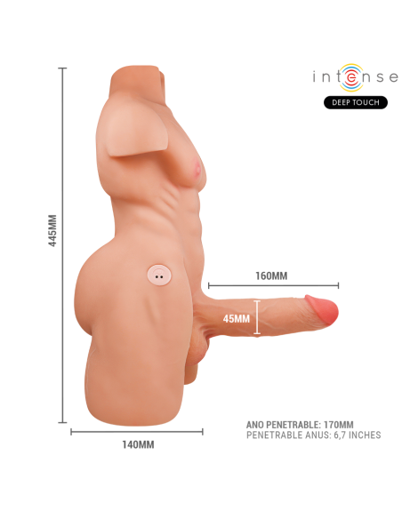 INTENSE DEEP TOUCH MARTY TORSO CON ANO Y DILDO REALASTICO CON EMPUJE Y VIBRACIAN CONTROL REMOTO 62 KG