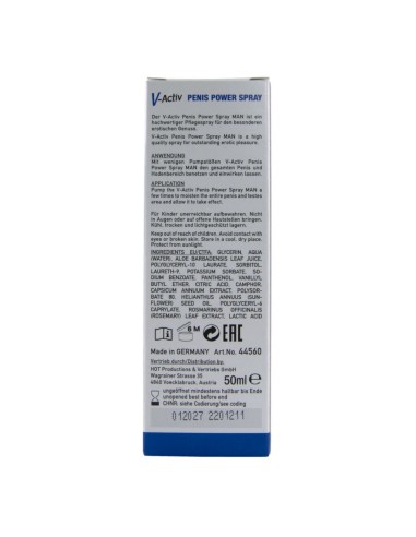 HOT V ACTIV PENIS POWER SPRAY PARA HOMBRE 50 ML