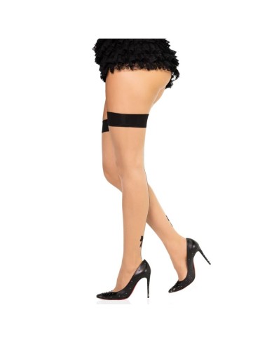LEG AVENUE 1963 MEDIAS DE SPANDEX CON COSTURA TRASERA NEGRO TALLA ANICA