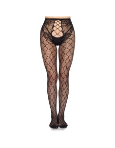 LEG AVENUE 1966 MEDIAS DE RED CON PANTY SIN ENTREPIERNA NEGRO TALLA ANICA