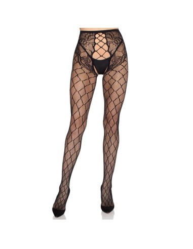 LEG AVENUE 1966 MEDIAS DE RED CON PANTY SIN ENTREPIERNA NEGRO TALLA ANICA
