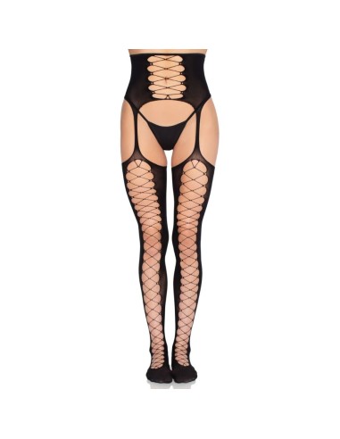 LEG AVENUE 1968 MEDIAS DE LIGUERO CON ENCAJE NEGRO TALLA ANICA