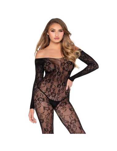 LEG AVENUE 89366 BODYSTOCKING DE LENCERAA DE ENCAJE NEGRO TALLA ANICA