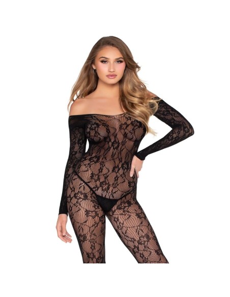 LEG AVENUE 89366 BODYSTOCKING DE LENCERAA DE ENCAJE NEGRO TALLA ANICA