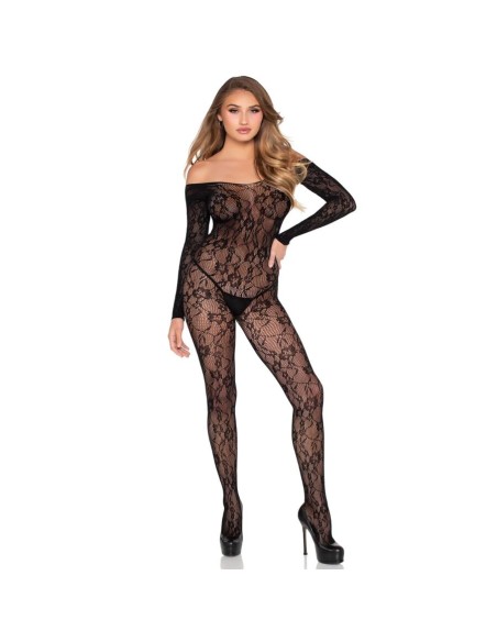 LEG AVENUE 89366 BODYSTOCKING DE LENCERAA DE ENCAJE NEGRO TALLA ANICA
