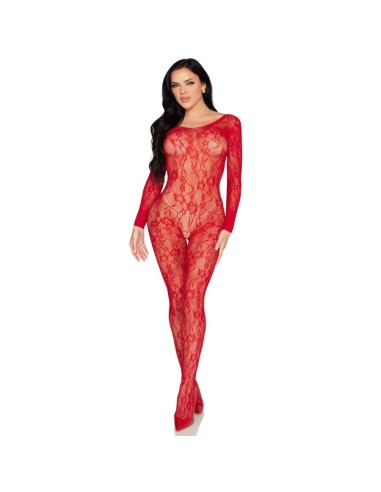 LEG AVENUE 89366 BODYSTOCKING DE LENCERAA DE ENCAJE ROJO TALLA ANICA