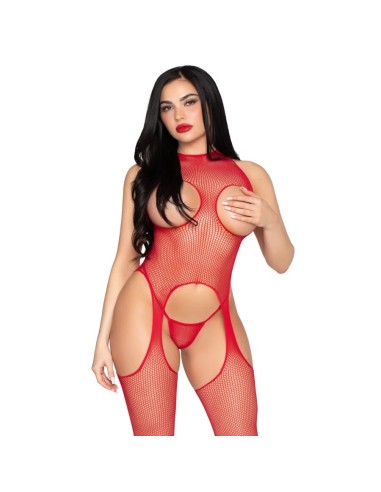 LEG AVENUE 89374 BODYSTOCKING SIN COPAS Y PANTY ROJO TALLA ANICA