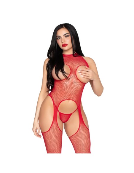LEG AVENUE 89374 BODYSTOCKING SIN COPAS Y PANTY ROJO TALLA ANICA