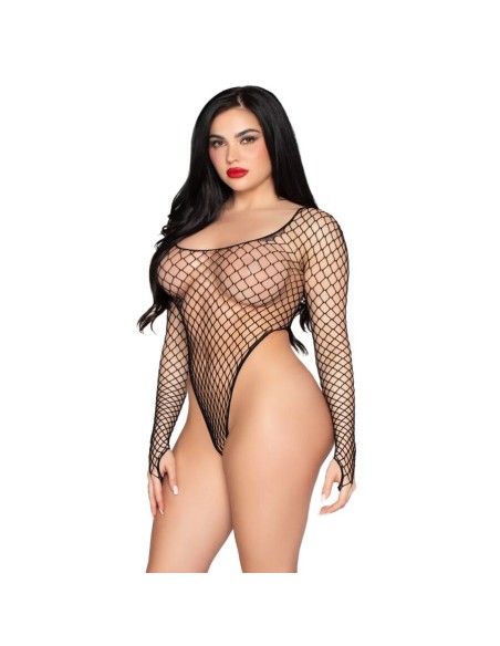 LEG AVENUE 89377 BODYSUIT DE RED INDUSTRIAL DE CORTE ALTO NEGRO TALLA ANICA