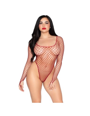 LEG AVENUE 89377 BODYSUIT DE RED INDUSTRIAL DE CORTE ALTO ROJO TALLA ANICA