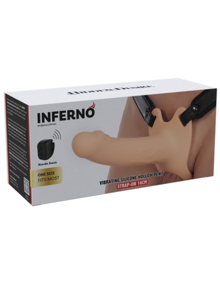 HIDDEN DESIRE INFERNO STRAP ON FUNDA PARA PENE CON VIBRACIAN 16 CM