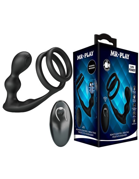 MR PLAY ANILLO PARA PENE CON PLUG ANAL CON VIBRACIAN CONTROL REMOTO