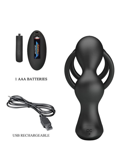 MR PLAY ANILLO PARA PENE CON PLUG ANAL CON VIBRACIAN CONTROL REMOTO