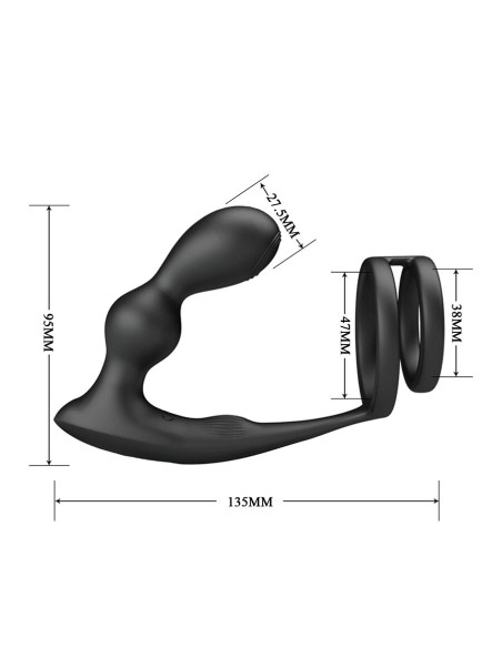 MR PLAY ANILLO PARA PENE CON PLUG ANAL CON VIBRACIAN CONTROL REMOTO