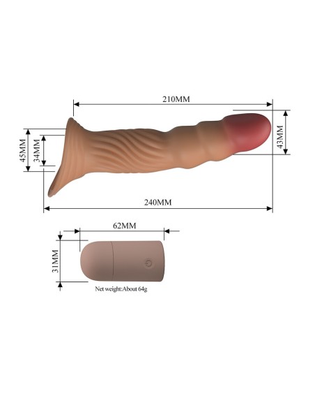 PRETTY LOVE FUNDA PARA PENE TEXTURIZADA CON VIBRACIAN Y CONTROL REMOTO