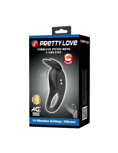 PRETTY LOVE CARLTON ANILLO PARA PENE CON ESTIMULADOR DE CLATORIS