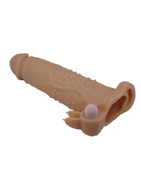 PRETTY LOVE QUILLON FUNDA PARA PENE CON ESTIMULADOR DE CLATORIS Y VIBRACIAN