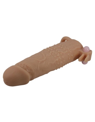 PRETTY LOVE QUILLON FUNDA PARA PENE CON ESTIMULADOR DE CLATORIS Y VIBRACIAN