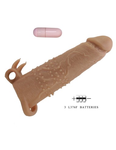 PRETTY LOVE QUILLON FUNDA PARA PENE CON ESTIMULADOR DE CLATORIS Y VIBRACIAN