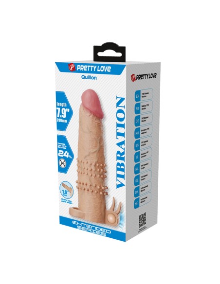 PRETTY LOVE QUILLON FUNDA PARA PENE CON ESTIMULADOR DE CLATORIS Y VIBRACIAN